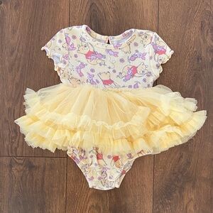 Disney Baby Winnie the Pooh and Piglet Yellow and Purple Tutu Bodysuit size 3-6